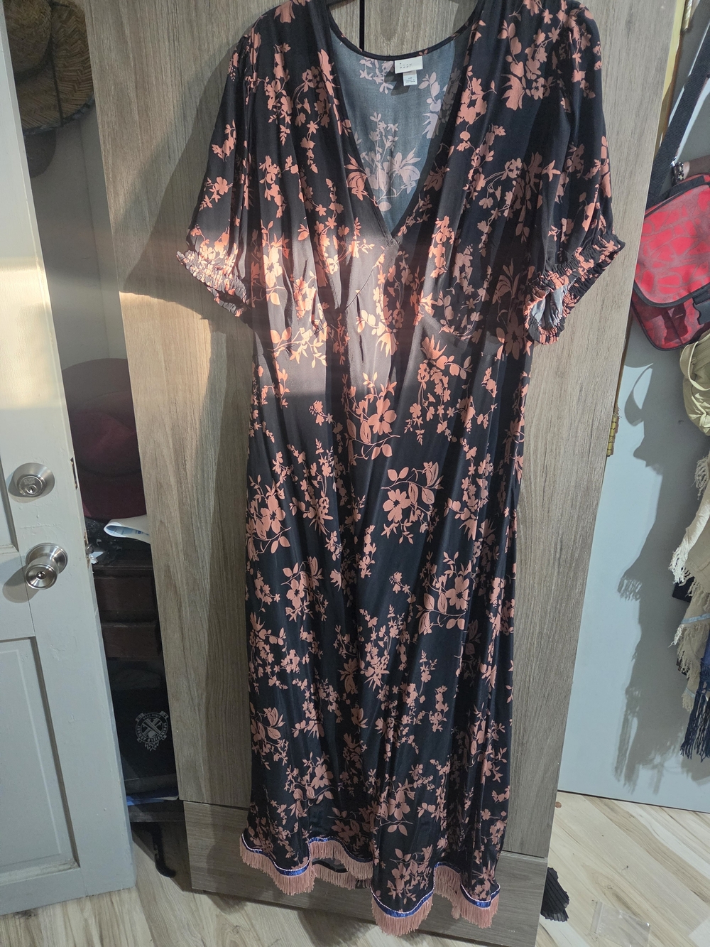 a new day Black Maxi Dress with Dusty Rose Floral Print